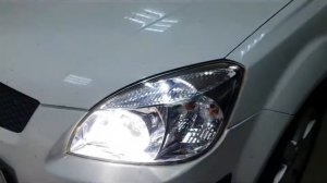 Kia Rio. Установка биксеноновых линз, ангельских глазок.