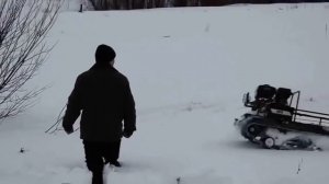 Мотобуксировщик Ахтар по сырому снегу