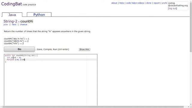 String-2 (countHi) Java Tutorial || Codingbat.com смотреть онлайн