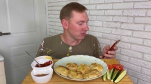 МУКБАНГ ДОМАШНИЕ МАНТЫ ОВОЩИ СОУСЫ MUKBANG MANTY