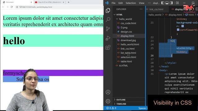 CSS Display & Visibility Property | CSS Tutorial | Web Development Course 2022 #20