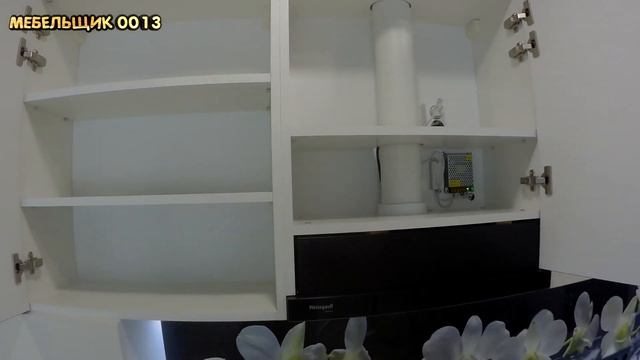 Кухня без ручек с профилем GOLA. Фасады белый глянец с яркими акцентами смотреть онлайн