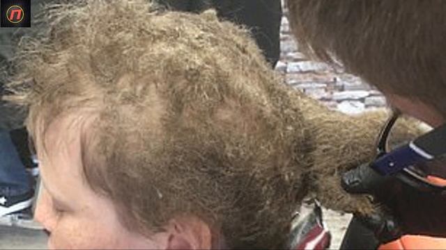 Пацан зашёл в салон с «гнездом» на голове, которое росло целых 10 лет! Понадобилось 8 часов... смотреть онлайн