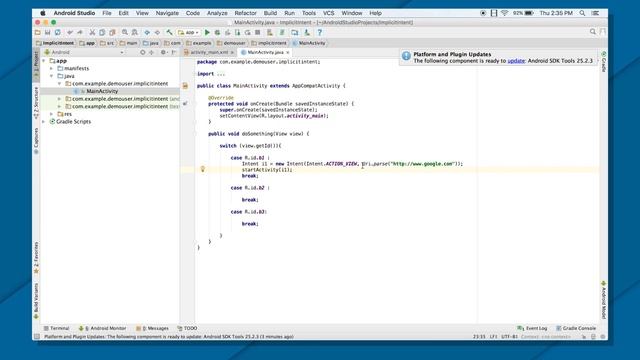 Activities and Implicit Intents DEMO (Android Development Fundamentals, Unit 1: Lesson 2.3) смотреть онлайн