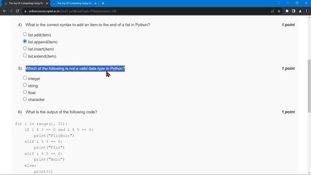 NPTEL The Joy of Computing using Python Week3 Quiz Assignment Solutions | July 2023 | IIT Ropar