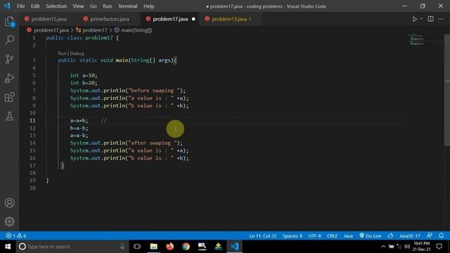 How to swap 2 numbers without using a third variable in java /how to swap numbers in java