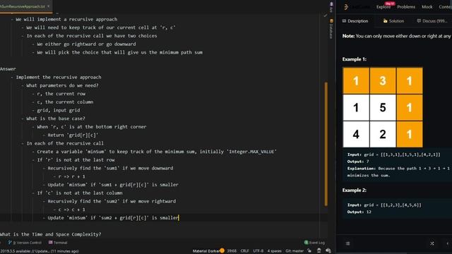 Minimum Path Sum - Leetcode 64 - Part 1 - Java смотреть онлайн