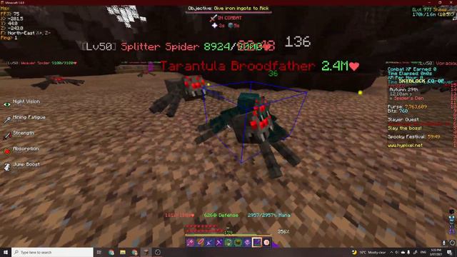 Hitting Spider Slayer 8 in Hypixel Skyblock смотреть онлайн