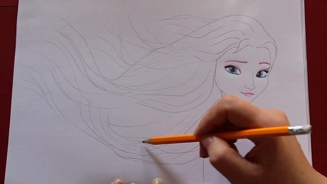 Как нарисовать Эльзу с распущенными волосами Холодное сердце 2 How to draw Elsa Hair down Frozen 2 смотреть онлайн