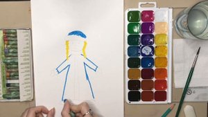 Снегурочка. Восковые мелки / масляная пастель и акварель. Рисуем внучку Деда Мороза.