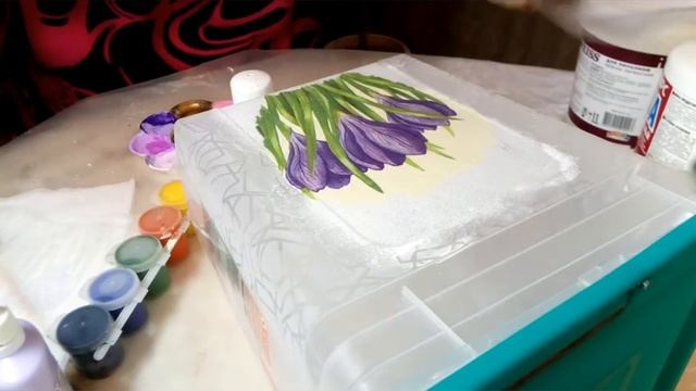 Декупаж. Декор ведерка для порошка и контурная роспись своими руками. смотреть онлайн