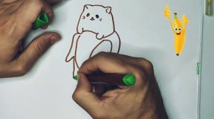 Каваи рисование кот в банане. Учимся рисовать/Kawaii drawing cat in banana