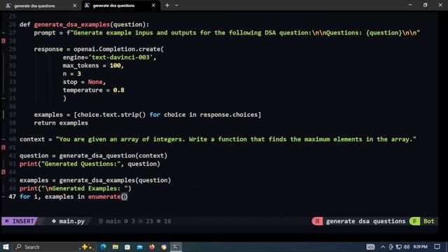 Generating Random DSA Questions Using Python | OpenAI Tutorial