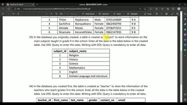 Data Base Task 46 | 1st Year | Java Institute For Advanced Technology смотреть онлайн
