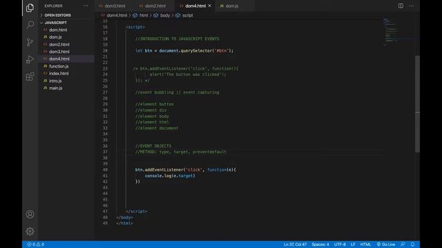 FULL JAVASCRIPT WEB DEVELOPMENT COURSE 2022 : PART NINE | Javascript Events