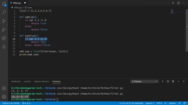 Python Tutorials | filter( ) | Tamil