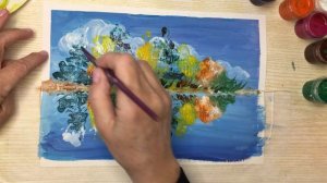 До свидания, осень! Работа гуашью. Монотипия