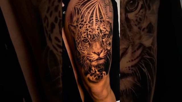 Realistic Leopard Tattoo Black and Grey