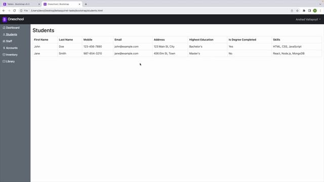 Task | Building a Basic School Management System with Bootstrap 5 | Hands-On Coding Tutorial