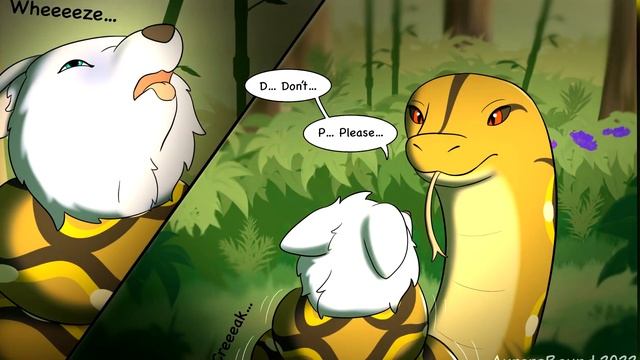 ?COMIC SNAKE VORE - Python Swallows Wolf