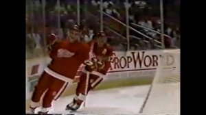 Sergei Fedorov's first NHL game full highlights (scored from Yzerman pass, could not stop Shanahan)