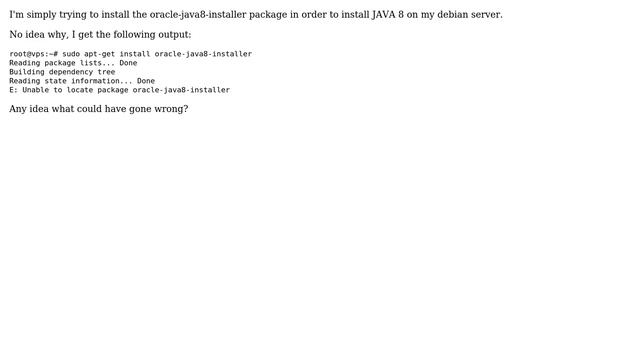 Unable to locate package oracle-java8-installer смотреть онлайн