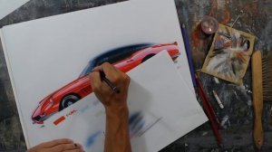 Rendering a Ferrari 275 GTB || Markers & Airbrush || FULL VID