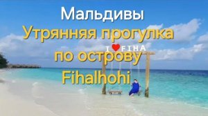 12 серия.  Мальдивы. Fihalhohi. Утренняя прогулка, встреча с почетным жителем острова 😍