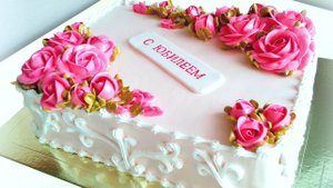 Торт с розами на Юбилей(крем БЗК). /Cake with roses for the Anniversary(protein custard).
