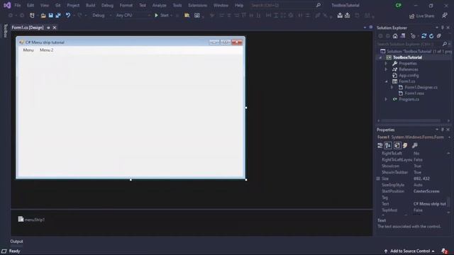 C# Beginner Tutorial: Menu Strip - basics!