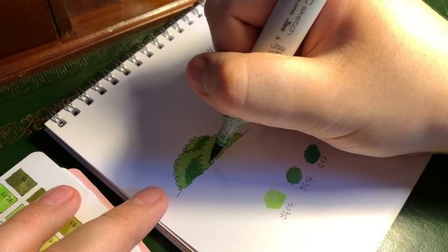 Урок 1 - Смешивание цветов маркеров Copic. Зеленые цвета.