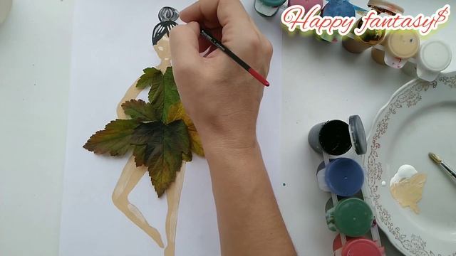Аппликация из листьев!!! Лесная фея!! смотреть онлайн