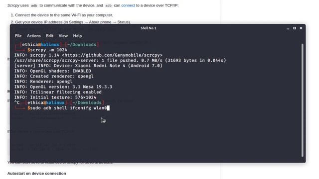 Control a Mobile Phone using Kali Linux over USB, Wifi or TCP IP Connection. | Ethica