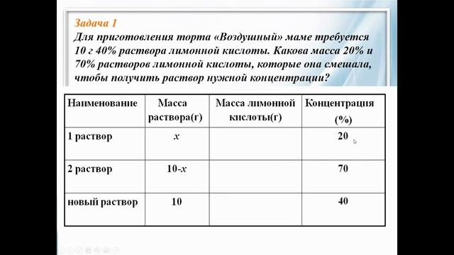 Два способа решения задач на концентрацию. Подготовка к ОГЭ и ЕГЭ по математике. Фрагмент дис. урок