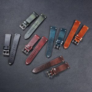 Кожаный ремешок для часов из вощеной кожи 20 мм 22 мм обзор