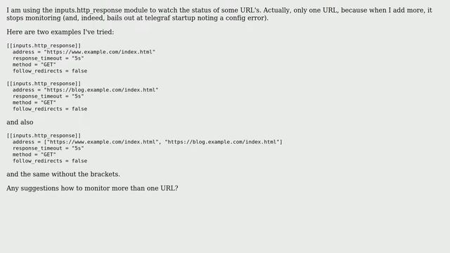 Using the http_response plugin in telegraf to monitor several URL's смотреть онлайн