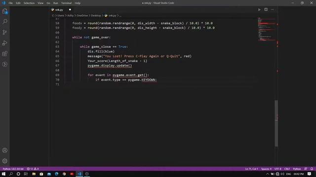 snake game using python in 3 minutes | 2020 #python3 #pygame #pythonproject