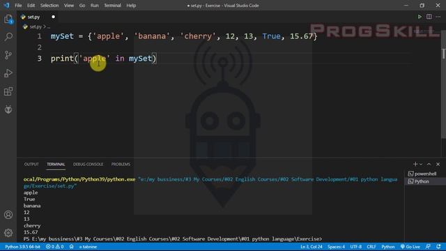 Set in python - python tutorial for beginners 9