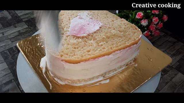 🌹Rose Flavored Fault Line Cake | 1 Kg Anniversary Cake | Free Online Cake Class by Creative cooking