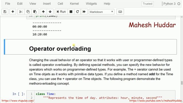 Classes and Methods init method str method Operator Overloading Type-based Dispatch by Mahesh Hudda