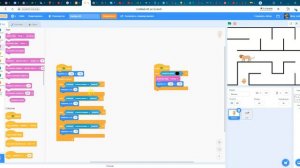 Проекта на Скретч лабиринт и поймай меня. Did two projects on Scratch laberint and catch me.