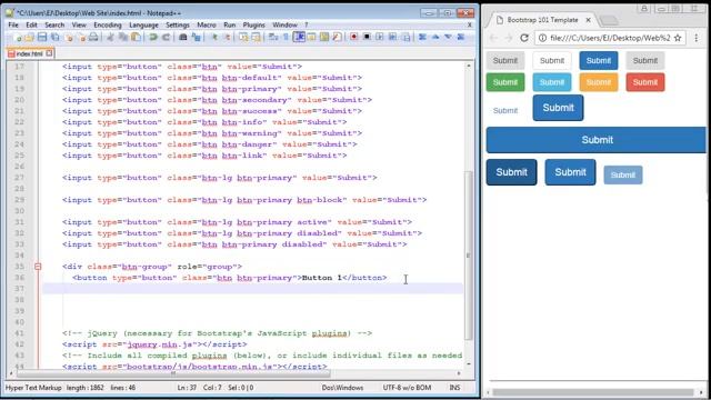14 Bootstrap Tutorial for Beginners | 14 | Buttons Part 2 | Computer ...