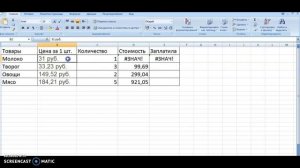Практическая работа в электронных таблицах "Магазин"
