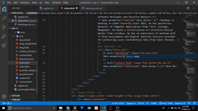 Day 11 - Make your Portfolio Website using Bootstrap by Ravindra Vaibhav смотреть онлайн