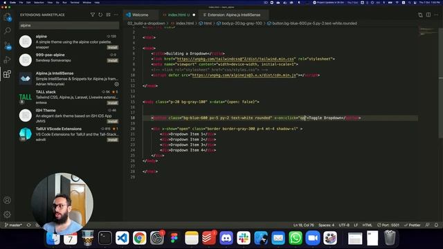 Alpine JS 02: Toggling a dropdown (x-show, @click.outside) in 2 Minutes! смотреть онлайн