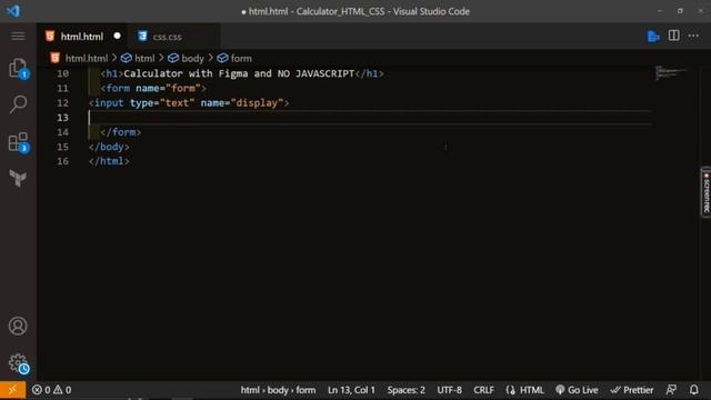 Calculator No JavaScripte Only HTML , CSS & Figma