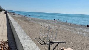 Обзор пляжа в Абхазии ,Гагра, пляж отеля Абхазская Роза. 16.05.2023.