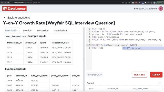 WAYFAIR Interview Question Solved - SQL | "Y-on-Y Growth Rate" | Everyday Data Science