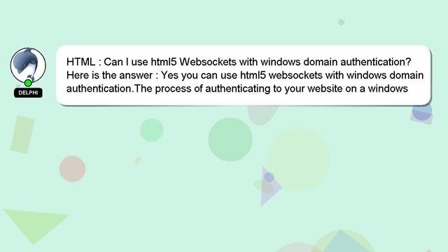 HTML : Can I use html5 Websockets with windows domain authentication? смотреть онлайн
