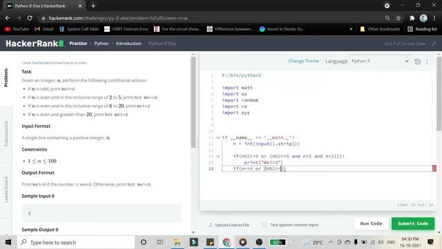 Python If-Else Hacker rank solution
